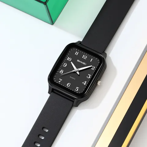 Orologio al Quarzo Quadrato Minimalista SKMEI per Uomo Donna Studente Luminoso Impermeabile Orologio da Polso Analogico con Cassa in ABS Cinturino in TPU Nylon