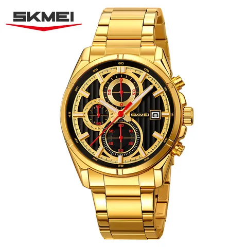 Orologio al Quarzo Business da Uomo Cinturino in Acciaio Inossidabile Multifunzione Tre Quadranti Sei Lancette Impermeabile