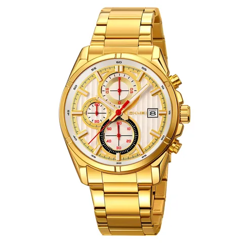 Orologio al Quarzo Business da Uomo Cinturino in Acciaio Inossidabile Multifunzione Tre Quadranti Sei Lancette Impermeabile