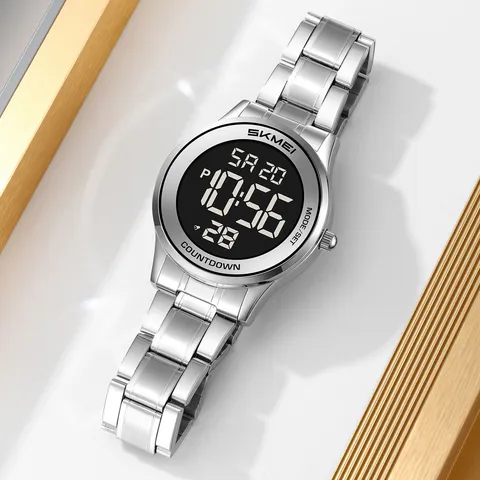Orologio Digitale da Uomo Alla Moda Con Cinturino in Acciaio Inossidabile Cassa Rotonda in Lega di Zinco Multifunzione Impermeabile Retroilluminazione Calendario