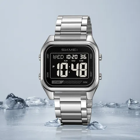 Orologio Digitale da Uomo Quadrato in Acciaio Inossidabile e Lega di Zinco Multifunzione Impermeabile Luminoso Cronografo Elettronico da Polso Business