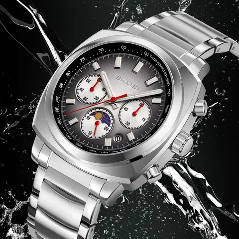 Orologio da Uomo Quarzo Business Sport Bracciale Acciaio Impermeabile Cronografo Analogico Luminoso Calendario Polso