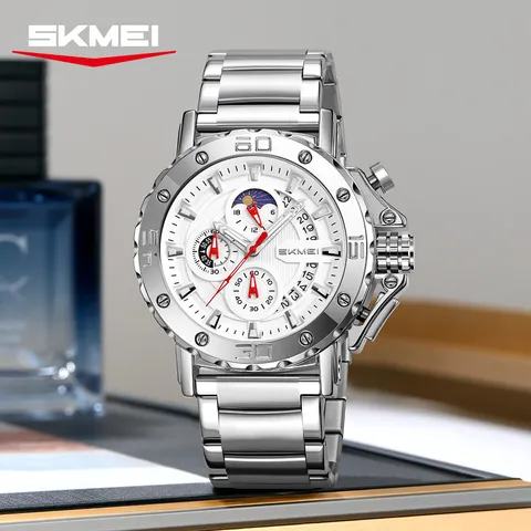 Orologio al Quarzo da Uomo Impermeabile in Acciaio Inossidabile Cronografo Calendario Luminoso Sportivo Business