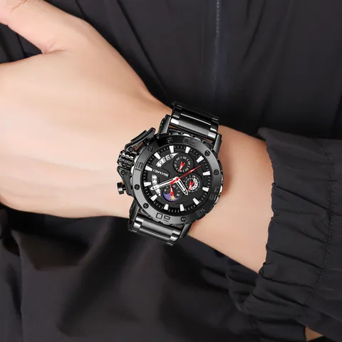 Orologio al Quarzo da Uomo Impermeabile in Acciaio Inossidabile Cronografo Calendario Luminoso Sportivo Business