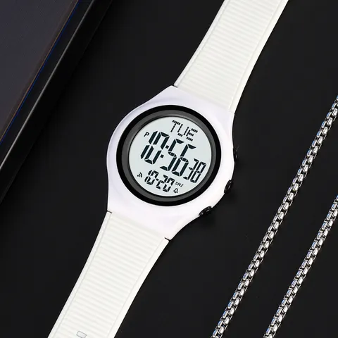 Orologio Digitale Sportivo da Uomo Impermeabile con Cinturino in Silicone Orologio da Polso Elettronico con Retroilluminazione EL Doppio Orario Cronometro Sveglia Calendario per Studenti
