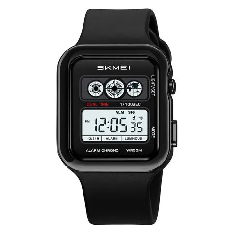 Orologio Digitale da Uomo Business Sportivo con Cassa in Lega di Zinco Quadrato Luminoso Impermeabile Cronografo Elettronico da Polso