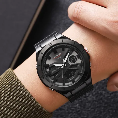 Orologio Digitale da Uomo Sportivo Doppio Display Impermeabile LED Luminoso Elettronico Orologio all'Aperto Multifunzionale Tattico Quadrante Tondo da Polso