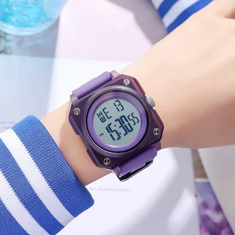 Skmei Orologio Sportivo da Uomo Impermeabile Outdoor Personalizzato Quadrato Orologio Digitale Multifunzione Cronografo Cinturino in Silicone 2488
