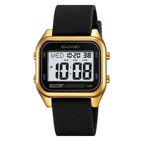 Orologio Sportivo Digitale da Uomo Impermeabile Quadrante Quadrato Luminoso Orologio da Polso Doppio Orario Sveglia Cronografo Cinturino in Silicone