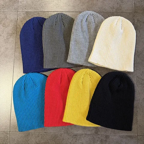 Koreanische Herbst Winter Y2K Einfarbige Beanie Mütze Herren Damen Dicke Strickmütze Streetwear Warme Skull Cap