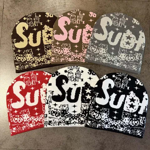 Halloween Skelett Stern Jacquard Strickmütze Für Herren Damen Winter Warm Hip Hop Totenkopf Kappe Y2K Streetwear Grafik Mütze