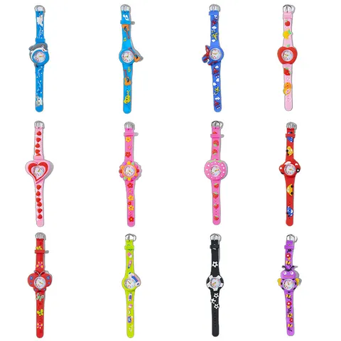 Orologio al Quarzo per Bambini a Cartoni Animati Con Cinturino in PVC Decorazione 3D Animale Fiore Regalo per Studenti Ragazze Ragazzi Multicolore