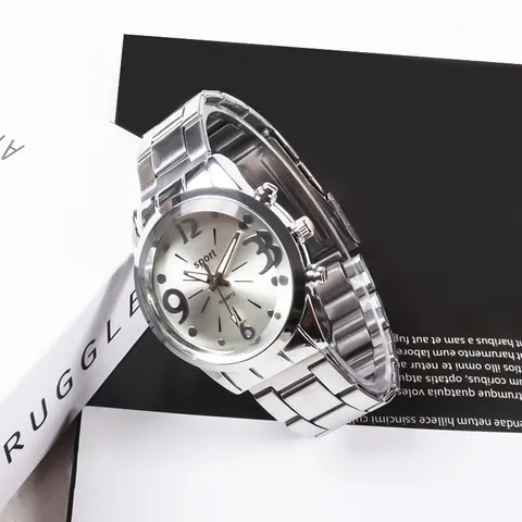 Fashion Quartz Watch With Luminous Pointer Metallic Strap Minimalist Round Dial Casual Business Wristwatch For Men Women