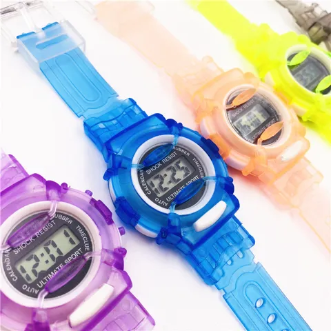 Kinder Elektronische Uhr Transparent Gelee Kunststoff Armbanduhr Mehrfarbig Sport Digitaluhr Für Jungen Mädchen Schule Geschenk