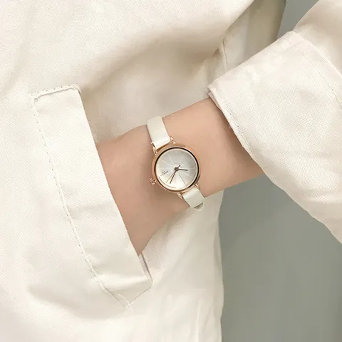 Minimalist Quartz Watch For Women Fashion Elegant Round Small Dial Faux Leather Strap Pointer Wristwatch School Office Lady Decorative Clock Gift