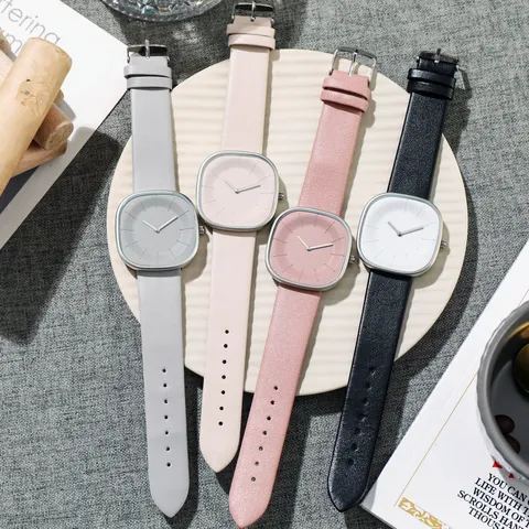 Japanische Minimalistische Quadratische Quarzuhr Für Damen Einfache Mode Kunstlederband Künstlerische Armbanduhr Geschenk