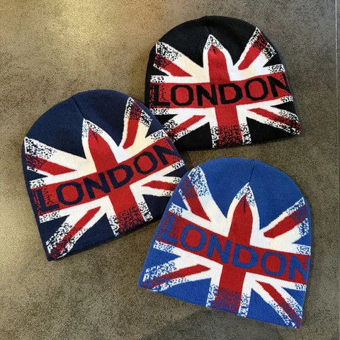 London Britse Vlag Gebreide Muts Voor Mannen Vrouwen Winter Warm Acryl Union Jack Skimuts Outdoor Sport Streetwear Muts