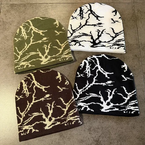 Berretto in Maglia Jacquard a Fulmine Unisex Street Hip Hop Skull Cap Inverno Caldo Misto Acrilico Sport all'Aperto