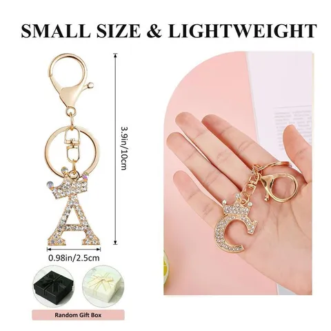 Goldfarbenes Metall Strass Krone Anfangsbuchstabe Schlüsselanhänger Elegante Schmetterling Schlüsselring Damen Tasche Anhänger Schmuck Geschenk