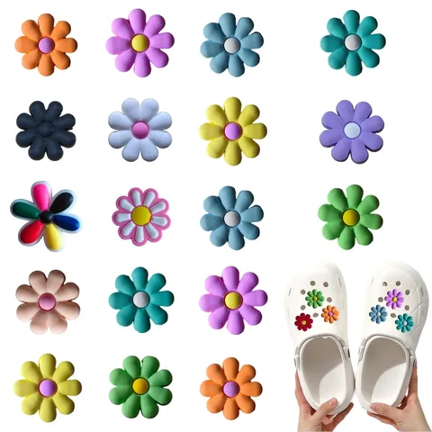 Cute Cartoon PVC Shoe Charms Eight Petal Flower Clog Decorations Removable Footwear Accessories For Sandals Slippers