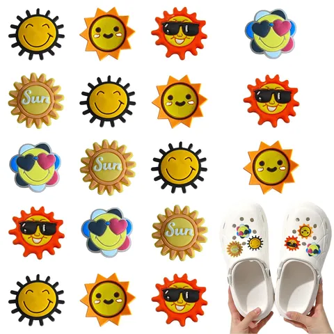 PVC Sun Smile Face Clog Shoes Charms Cute Cartoon Shoe Decoration Accessories For Sandals Slippers DIY Party Jewelry