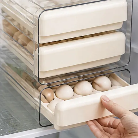 Double Layer Transparent Egg Storage Box Refrigerator Drawer Type Egg Holder Kitchen Fresh Keeping Container