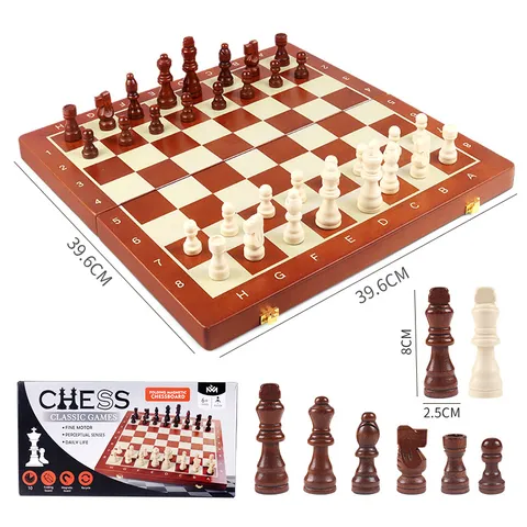 Large Wooden Magnetic Chess Set Foldable Portable Board Game With Storage Box Classic Strategy Games Toys For Adults Kids