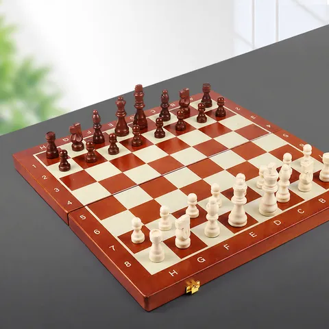 Large Wooden Magnetic Chess Set Foldable Portable Board Game With Storage Box Classic Strategy Games Toys For Adults Kids