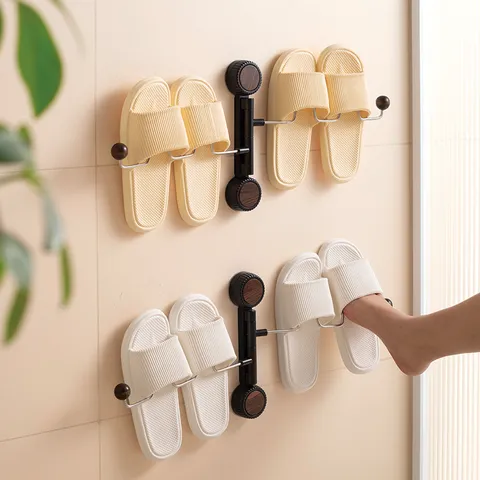 Walnut Wood Grain Suction Cup Bathroom Hanger Slipper Rack Towel Bar Multi-Function Kitchen Roll Paper Hook Wall Mounted Storage Rack