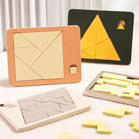 Hölzerne Puzzle Pädagogisches Denkspiel Geometrische Form Montessori Spielzeug Für Kinder Lernpuzzle Brett