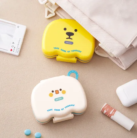 Portable Mini Cartoon Pill Box Travel Weekly Compartment Moisture-Proof Plastic Pill Dispenser Organizer Box