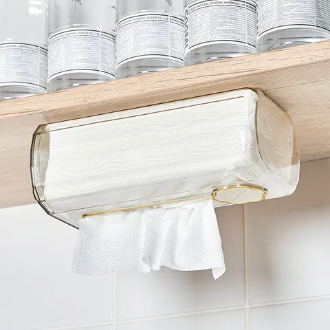 Wall Mounted Facial Tissue Box Clear Plastic Waterproof Storage Holder Luxury Bathroom Restroom Hanging Paper Dispenser