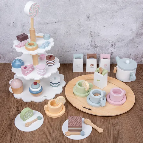 Set Di Giocattoli Per Dessert Da Tè Pomeridiano In Legno Simulazione Cucina Alzata Per Torte Regalo Educativo Per Bambini