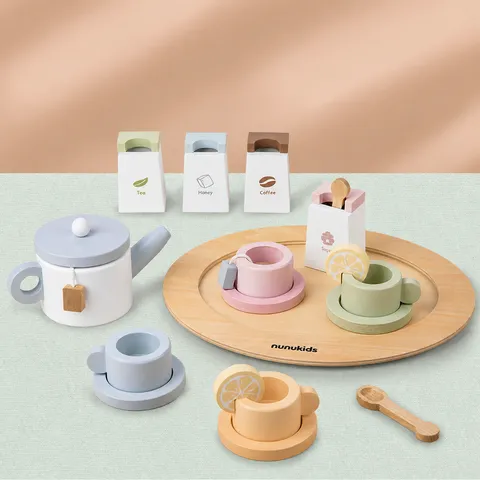 Ensemble de Jouets de Support à Gâteau de Thé de l'Après-Midi en Bois Cuisine Jeu de Rôle Cadeau d'Anniversaire Éducatif pour Enfants