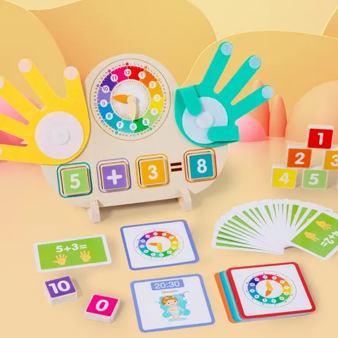 Bambini Montessori Legno Matematica Orologio Rana Dito Calcolo Educativo Puzzle Giocattolo Apprendimento Precoce Numeri Conteggio