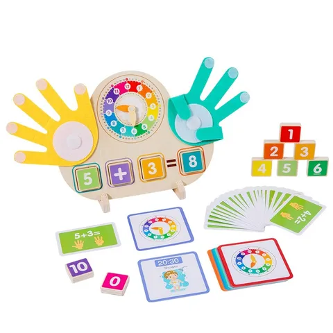 Bambini Montessori Legno Matematica Orologio Rana Dito Calcolo Educativo Puzzle Giocattolo Apprendimento Precoce Numeri Conteggio