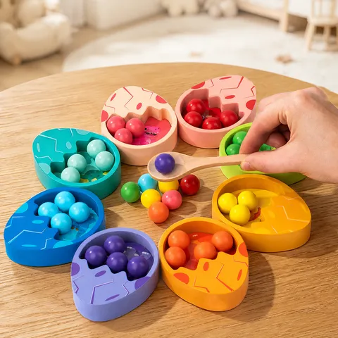 Kids Wooden Dinosaur Egg Clip Beads Counting Math Game Montessori Educational Toys Color Cognition Training Toy