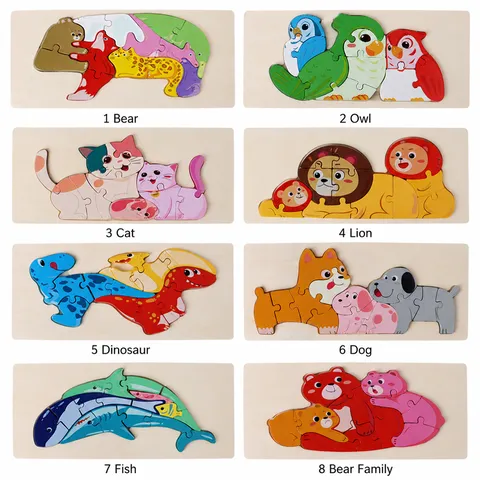 Kinderen Hout 3D Puzzel Montessori Vroegtijdige Educatie Dier Dinosaurus Leerspeelgoed Kinderen Hersenspel Cadeau