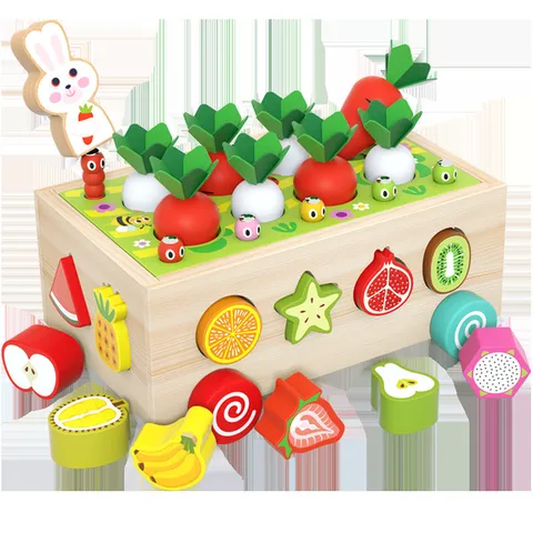 Kinder Hölzernen Bauernhof Obstgarten Intelligenz Auto Form Sortierung Puzzle Box Pädagogische Lern Kleinkind Spielzeug