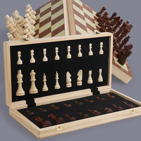 Set di Scacchi Magnetici in Legno Scacchiera Pieghevole Gioco da Tavolo di Viaggio Portatile Giocattoli Educativi per Bambini e Adulti