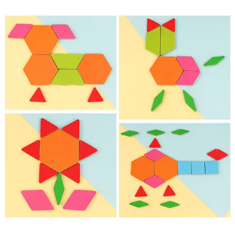 Kinder Holz Magnetische Tangram Puzzles Pädagogisches Spielzeug 204 Stück Kreative Form Sortierung Brett Gehirn Lernspiel Geschenk