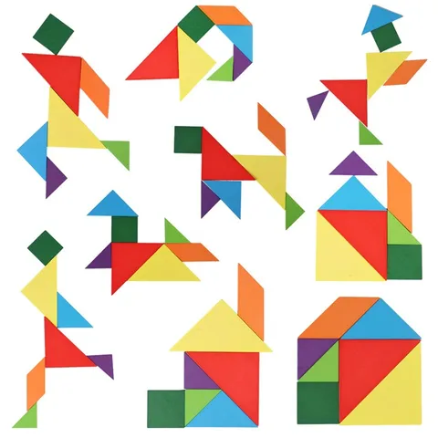 Children Wooden Tangram Puzzle Board Game Educational Thinking Training Parent Child Interactive Tabletop Toy