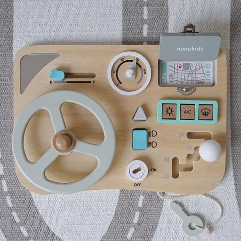 Tavola Sensoriale in Legno con Volante Giocattolo in Colori Macaron Giocattolo Educativo per la Prima Infanzia per Bambini