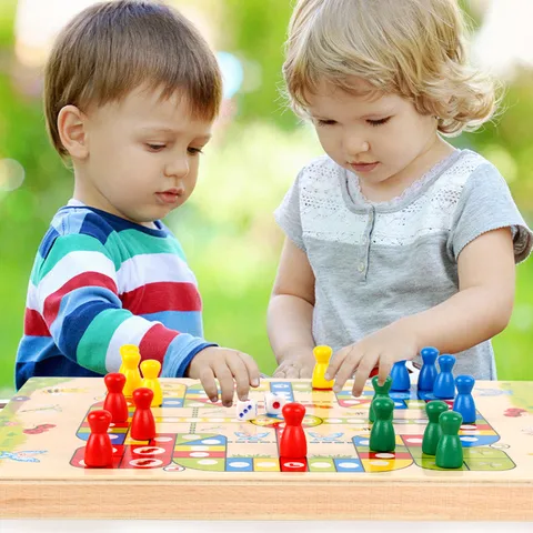 Kids Wooden Educational Toy Multifunctional Flying Chess Mushroom Nail Puzzle Board Tabletop Game Parent Child Interactive Toy