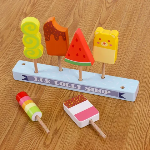 Bambini Legno Simulazione Gelato Ghiacciolo Giocattolo Set Gioco di Ruolo Cibo Bambini Educativo Interattivo Regalo Giocattoli di Legno