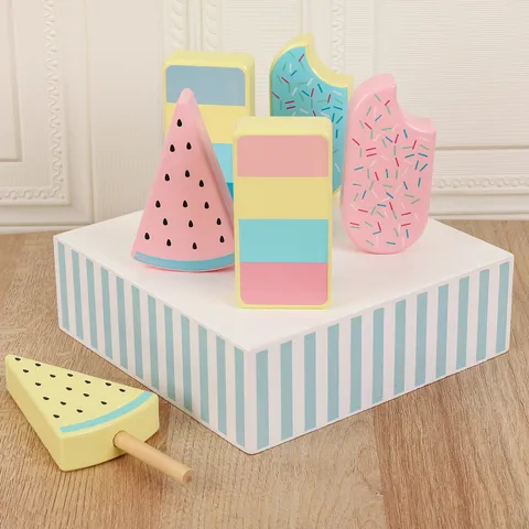 Bambini Legno Simulazione Gelato Ghiacciolo Giocattolo Set Gioco di Ruolo Cibo Bambini Educativo Interattivo Regalo Giocattoli di Legno
