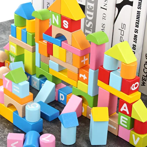 Kids Wooden Building Blocks Set Number Letter Early Education Assembling Stacking Toys Toddler Learning Gift