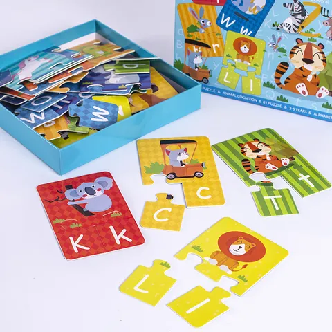 Wooden Animal Letter Spelling Puzzle Educational Early Learning Cognitive Toy Box For Kids Children Learning Game
