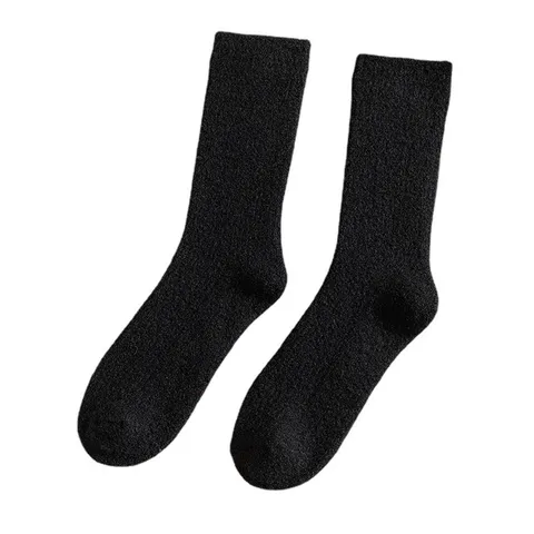 Calcetines de Dormir de Tubo Medio Lisos y Engrosados de Invierno para Mujer Terciopelo Australiano Calcetines de Piso Cálidos Casuales