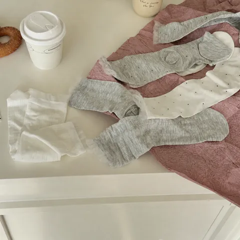 Women's Modal Blend Solid Color Lace Trim Hollow Out Crew Slouch Socks Breathable Casual Spring Summer Socks Hosiery